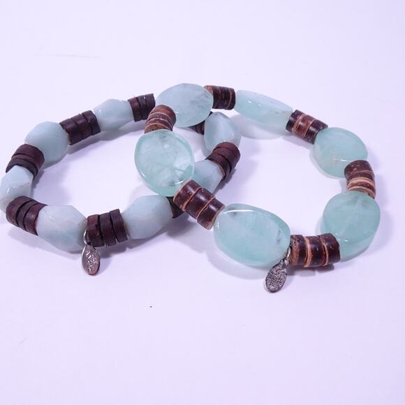 Neiman Marcus Lee Angel Seafoan Resin Wood Link Stackable Bracelet NWT 210 - Picture 3 of 10